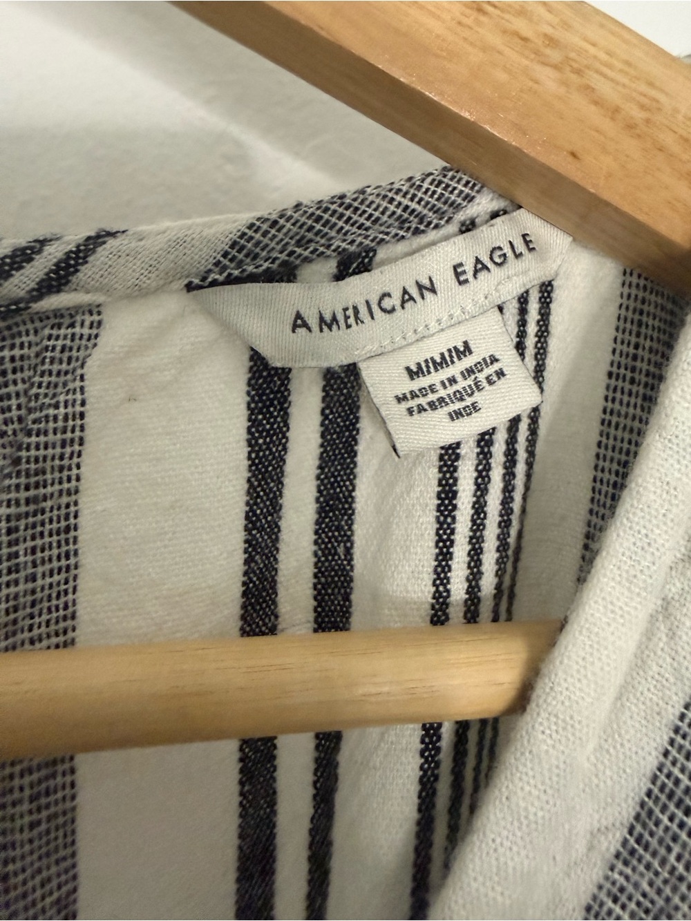 American Eagle Outfitters Black & White Striped V-Neck Wide-Leg Jumpsuit - Picture 4 of 5